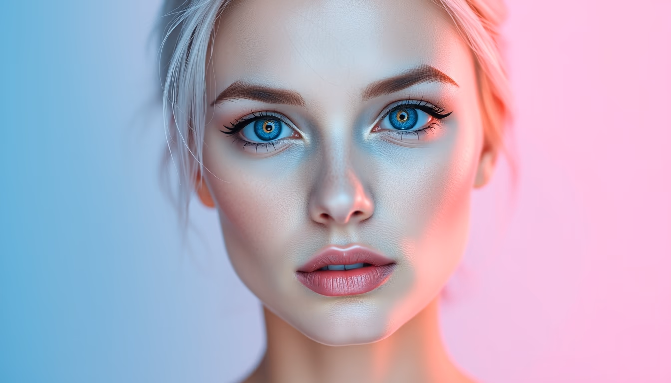 gradient pastel pink blue in editorial style