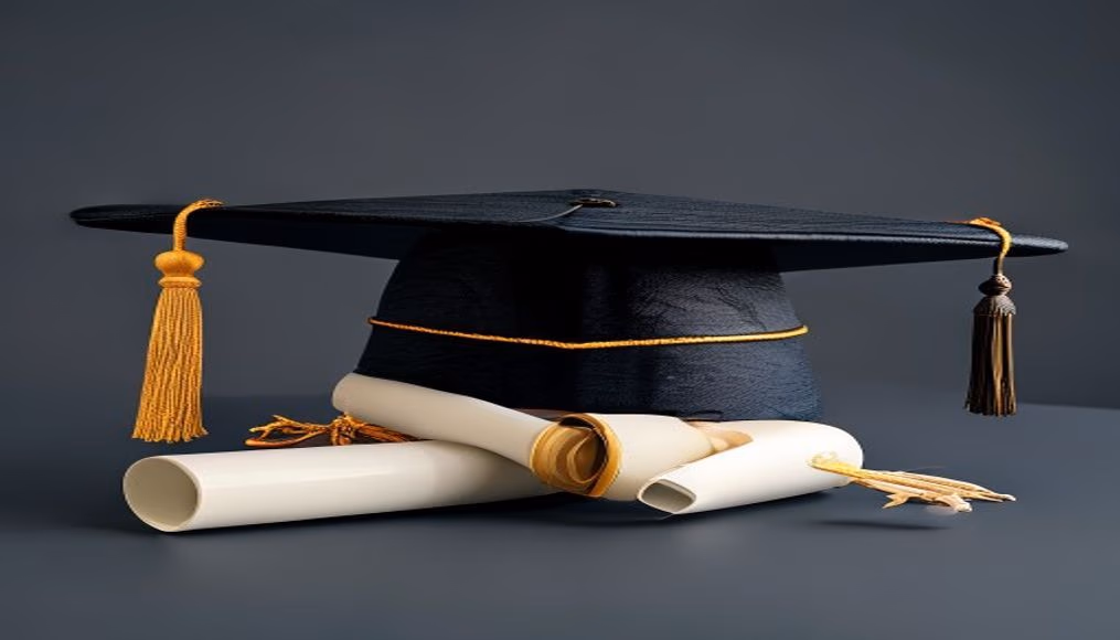graduation cap and diploma in editorial style