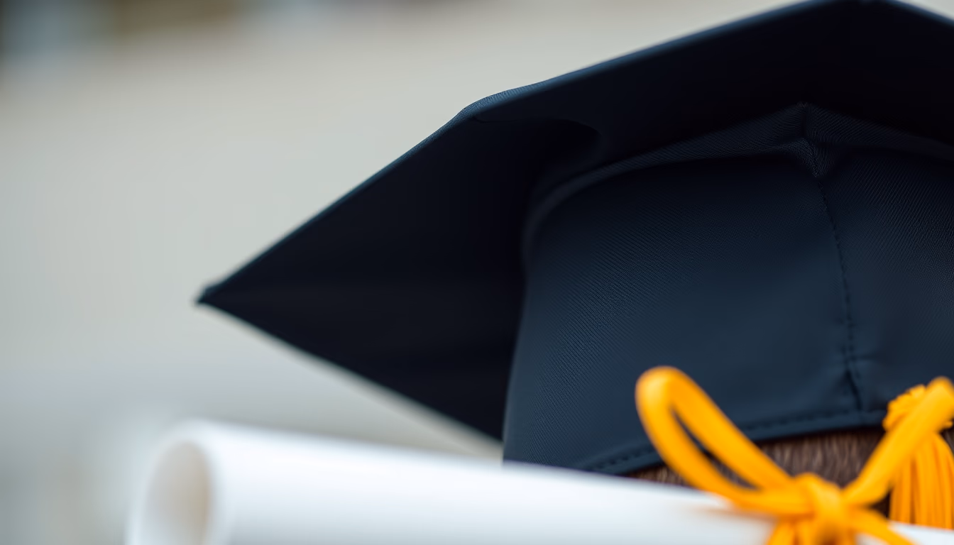 graduation cap and diploma in editorial style