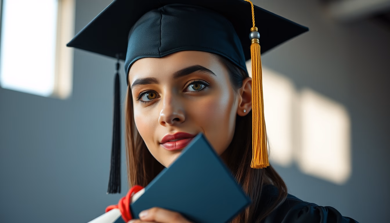 graduation cap and diploma in editorial style
