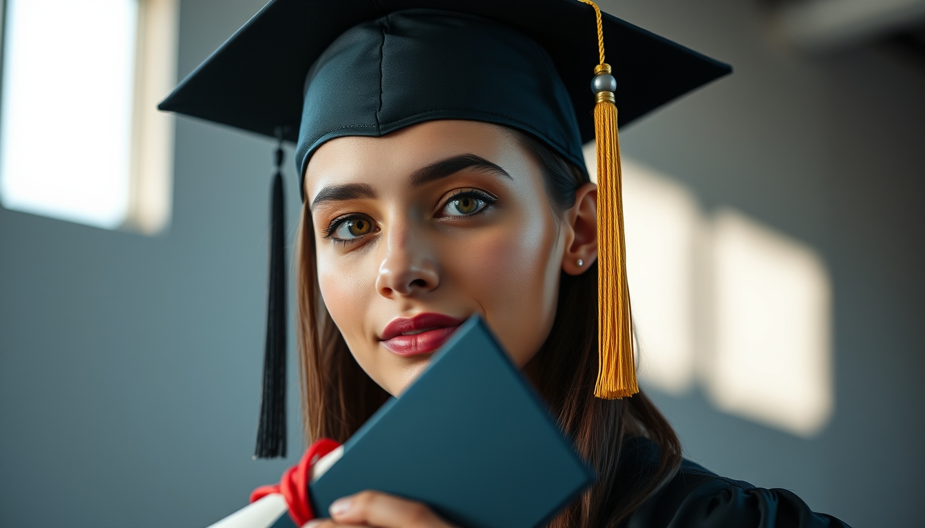 graduation cap and diploma in editorial style