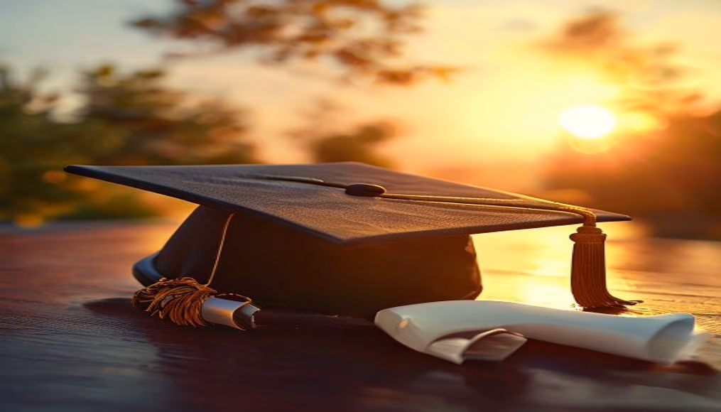 graduation cap and diploma in editorial style