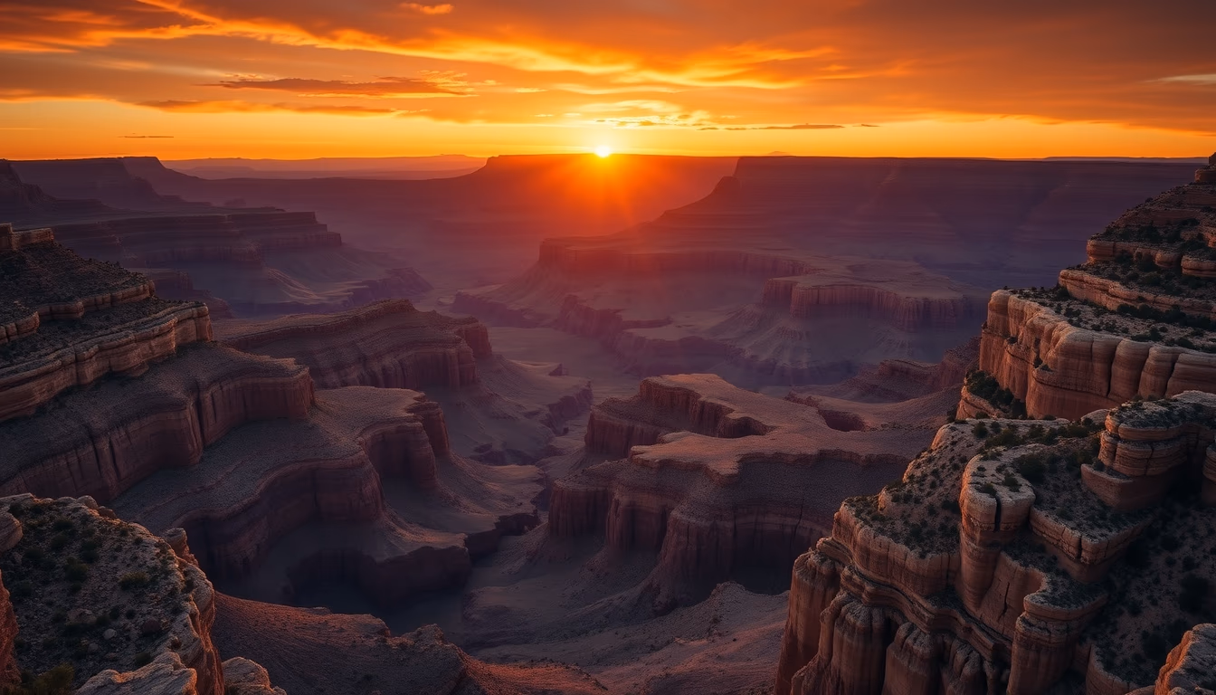 Grand canyon sunset light em estilo editorial