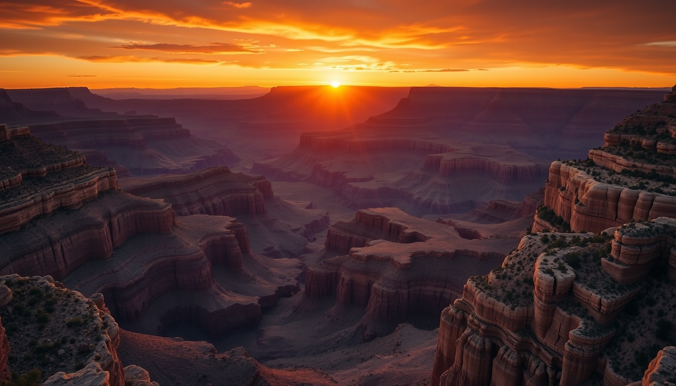 grand canyon sunset light in editorial style