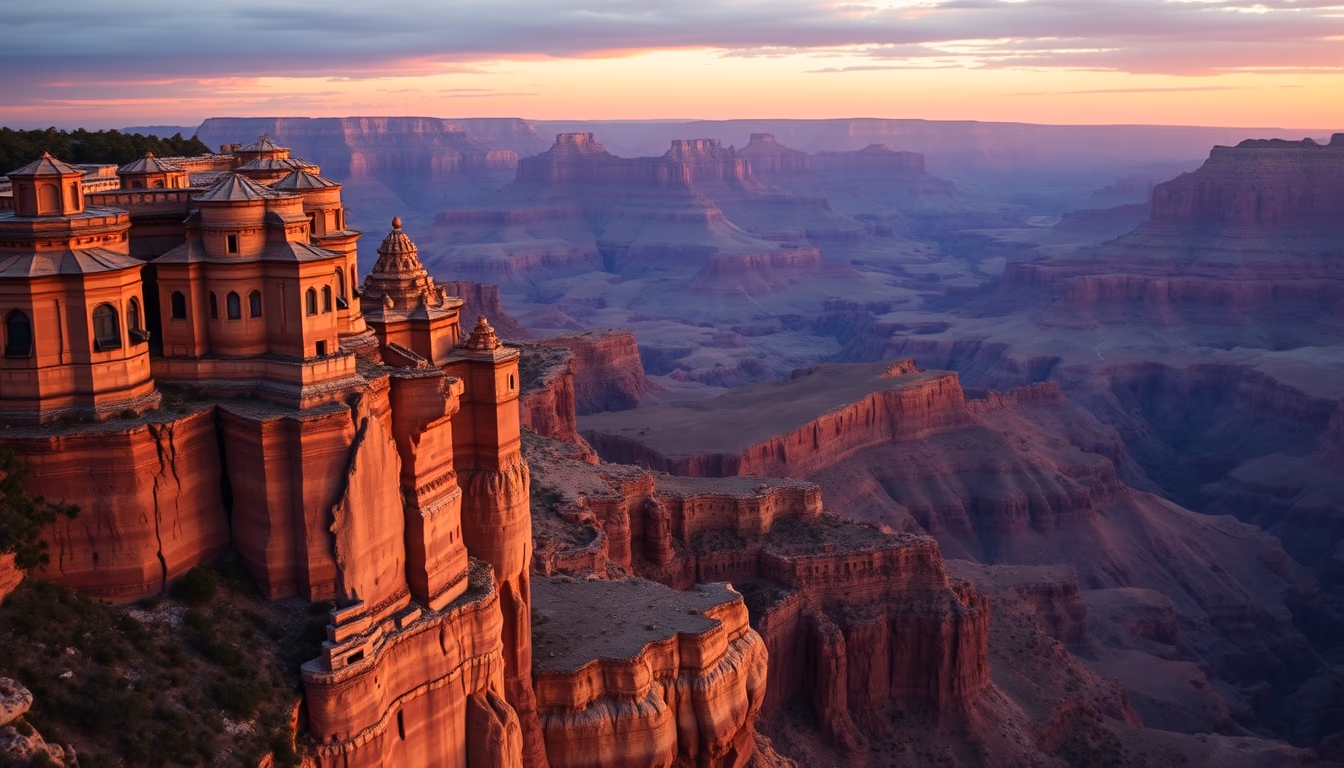 grand canyon sunset light in editorial style