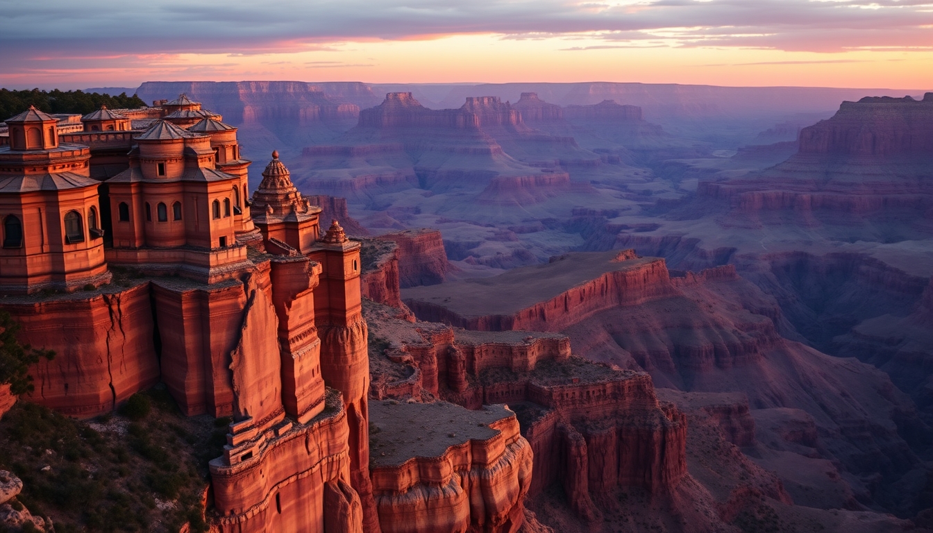 grand canyon sunset light in editorial style