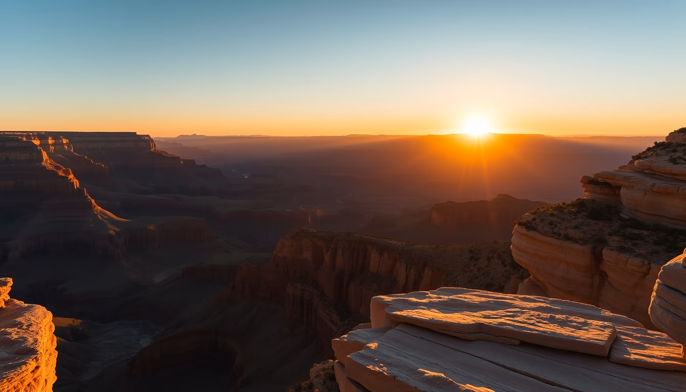 grand canyon sunset light in editorial style
