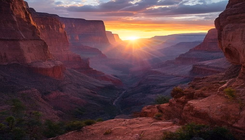 grand canyon sunset light in editorial style