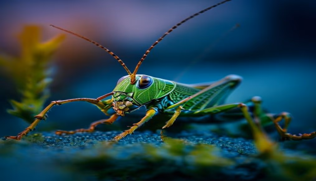 grasshopper macro side in editorial style