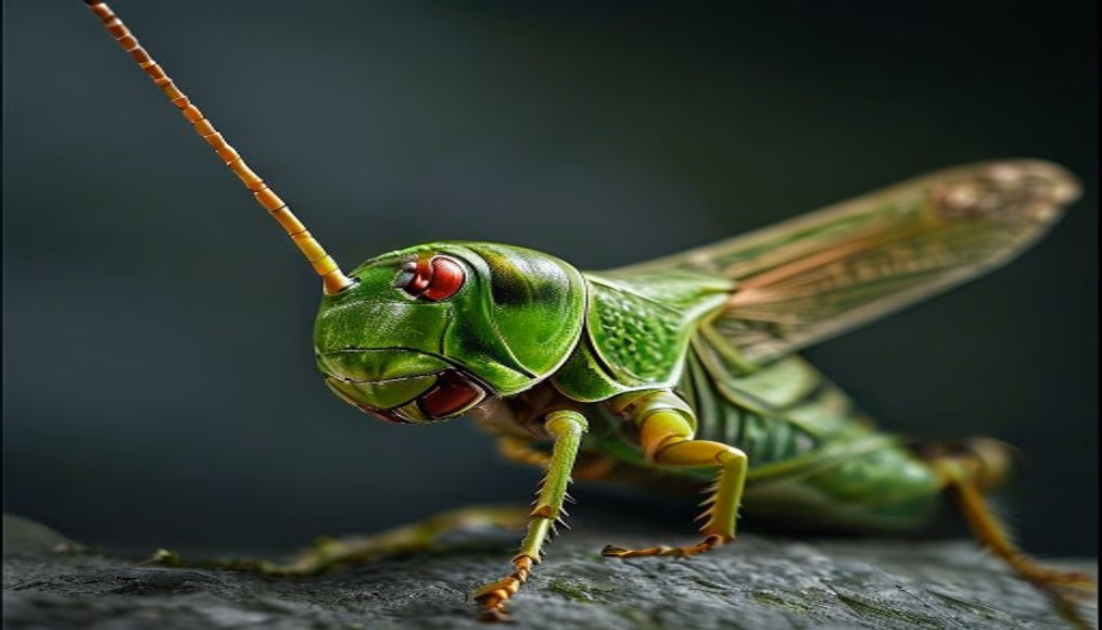 grasshopper macro side in editorial style