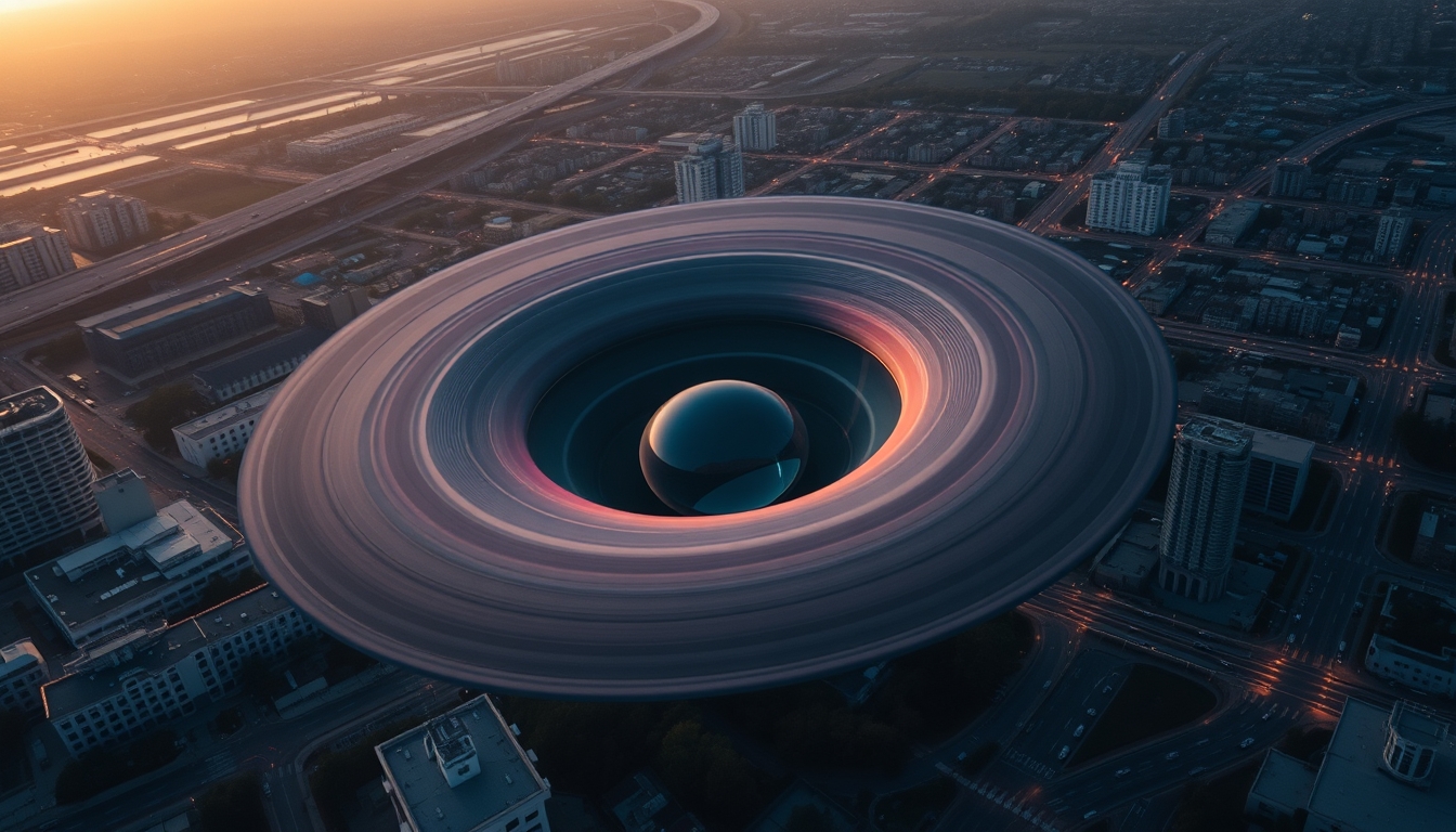 gravitational lensing visualization in editorial style