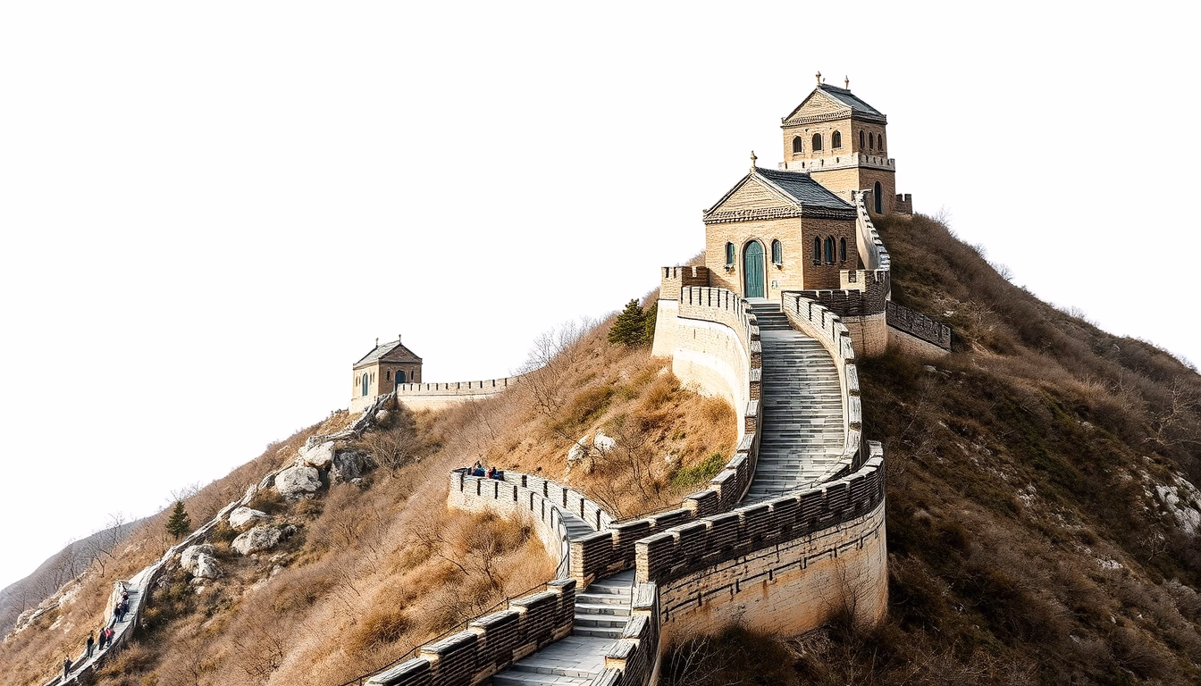 great wall china winding in editorial style