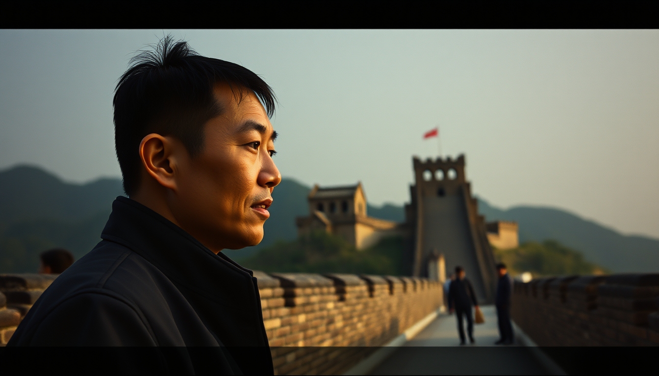 great wall china winding in editorial style