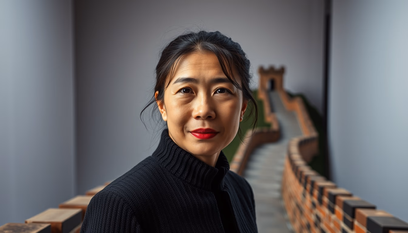 great wall china winding in editorial style