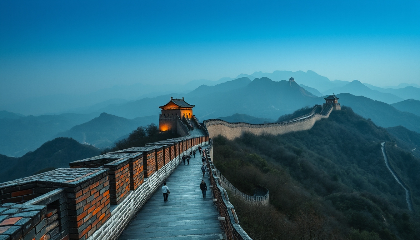 great wall of china stretching in editorial style