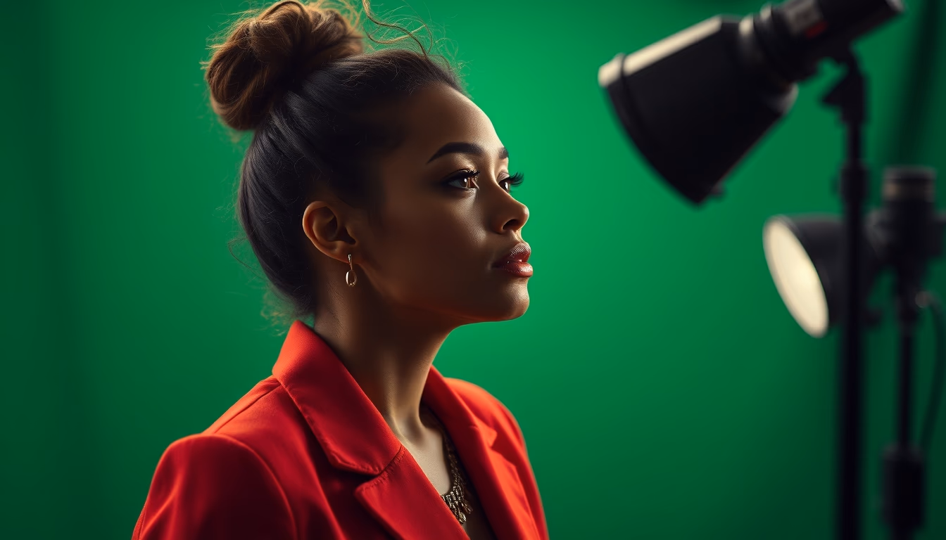 Green screen production em estilo editorial