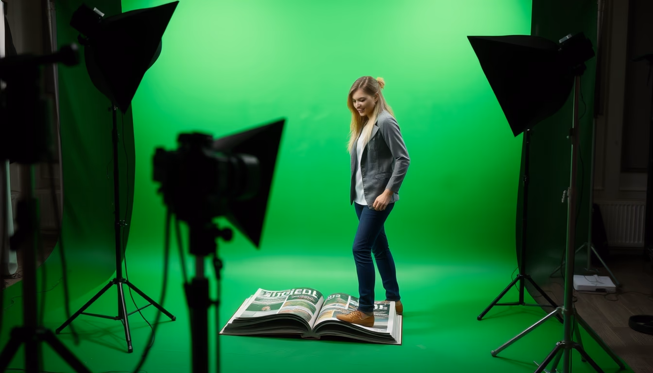 green screen production in editorial style