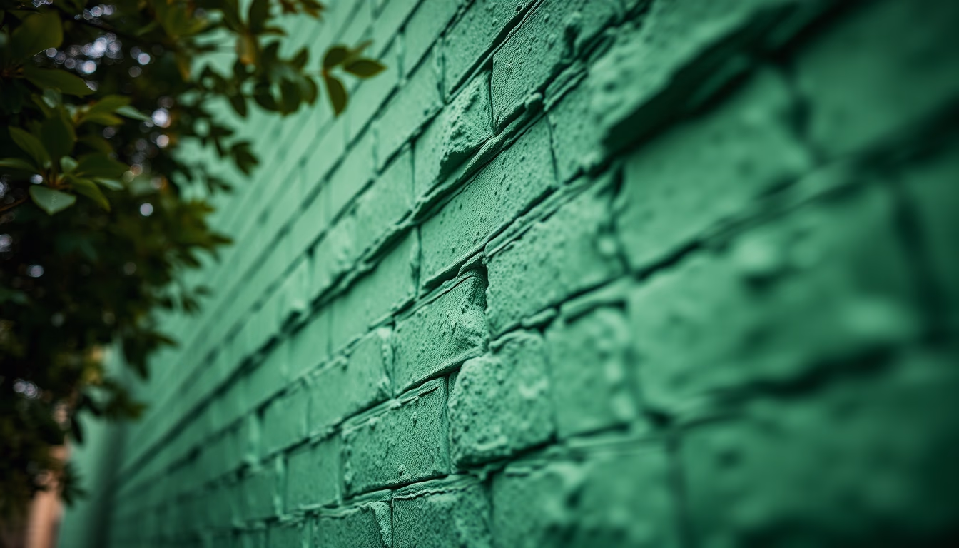 green wall building in editorial style