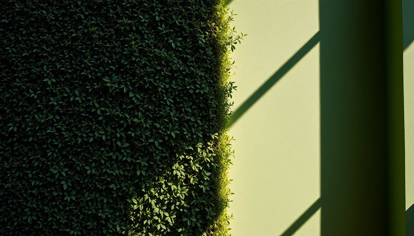 green wall building in editorial style