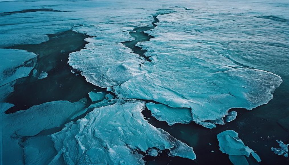 greenland ice sheet aerial in editorial style