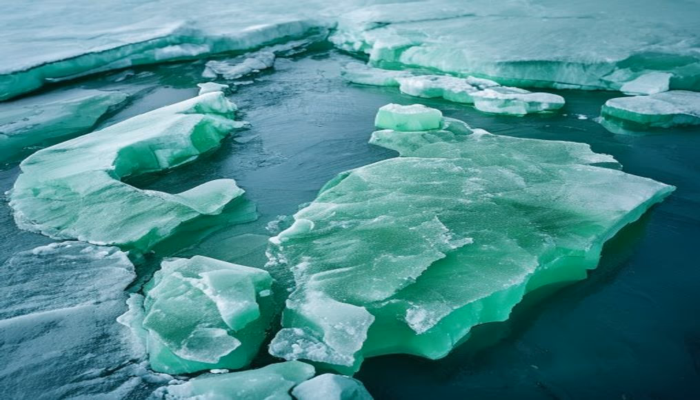 greenland ice sheet aerial in editorial style
