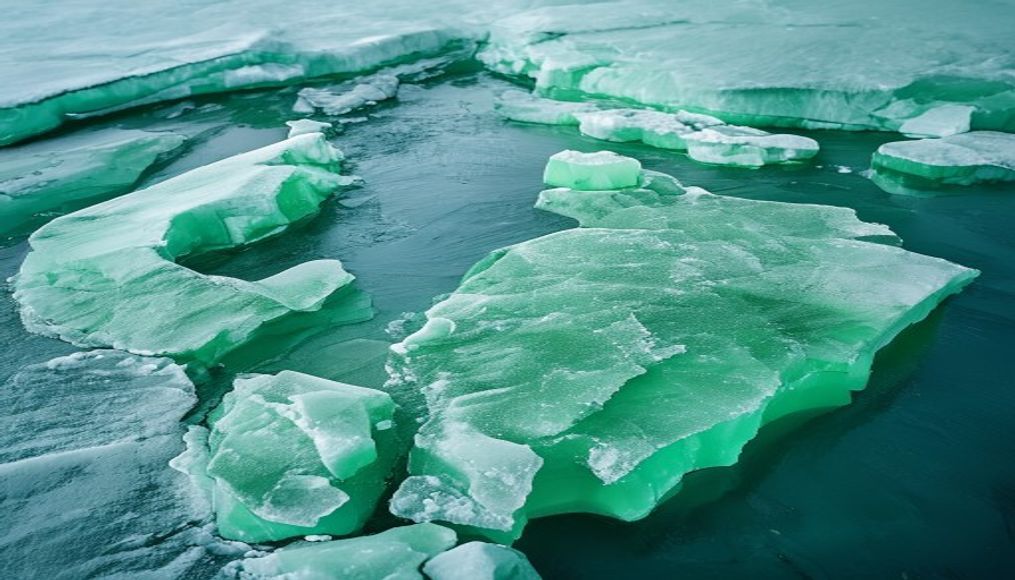 greenland ice sheet aerial in editorial style