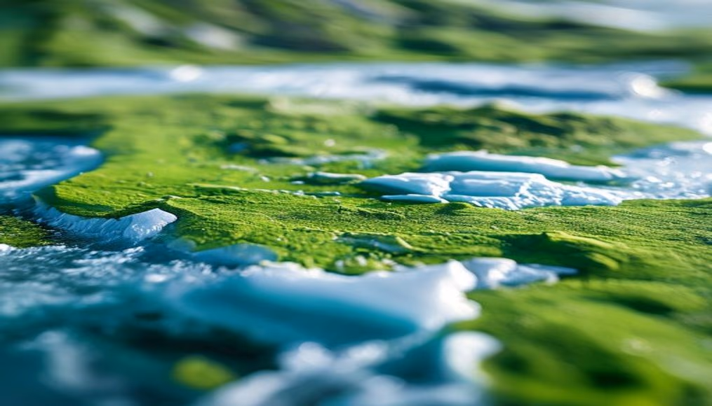 greenland ice sheet aerial in editorial style
