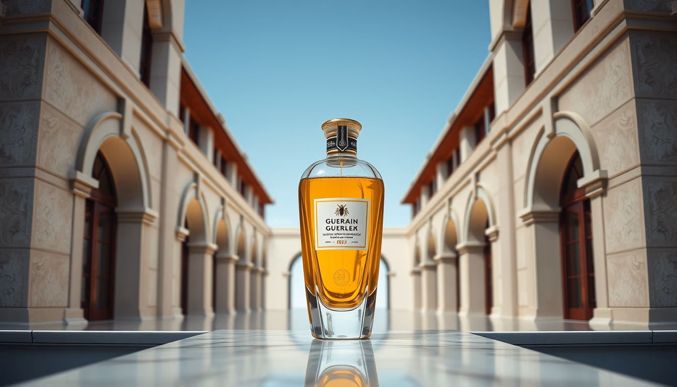 guerlain bee bottle in editorial style