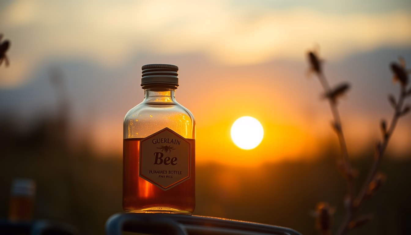 guerlain bee bottle in editorial style