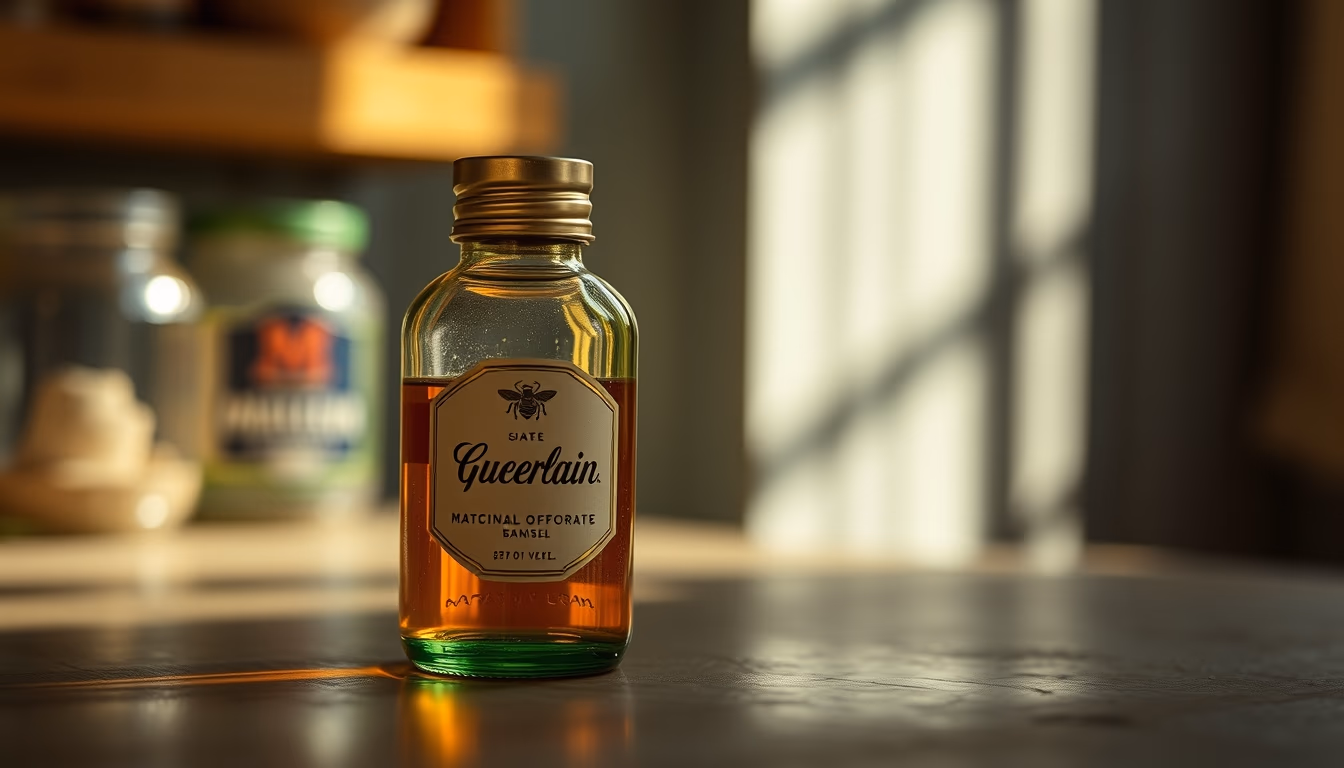 guerlain bee bottle in editorial style