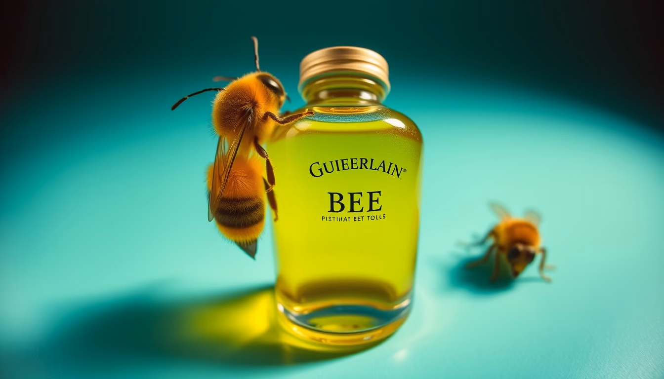 guerlain bee bottle in editorial style