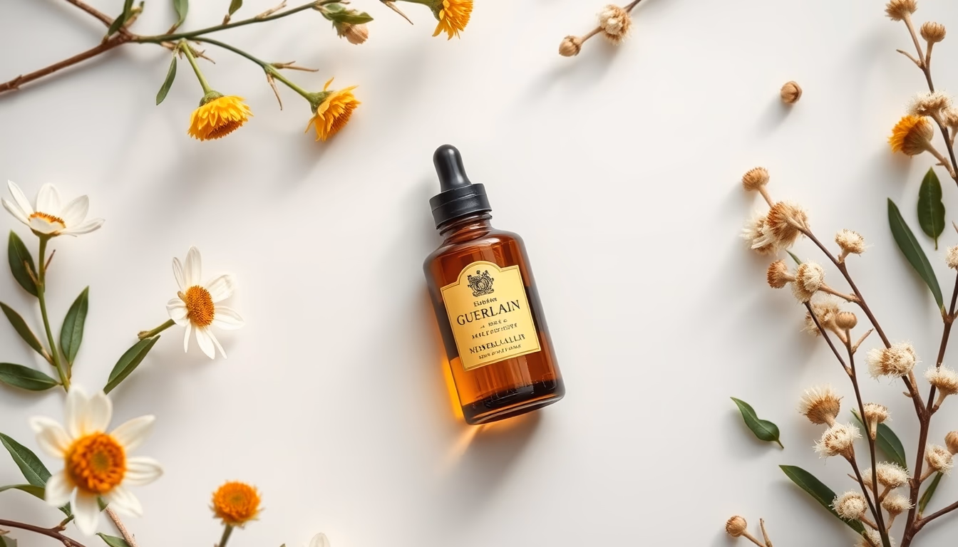 guerlain bee bottle in editorial style