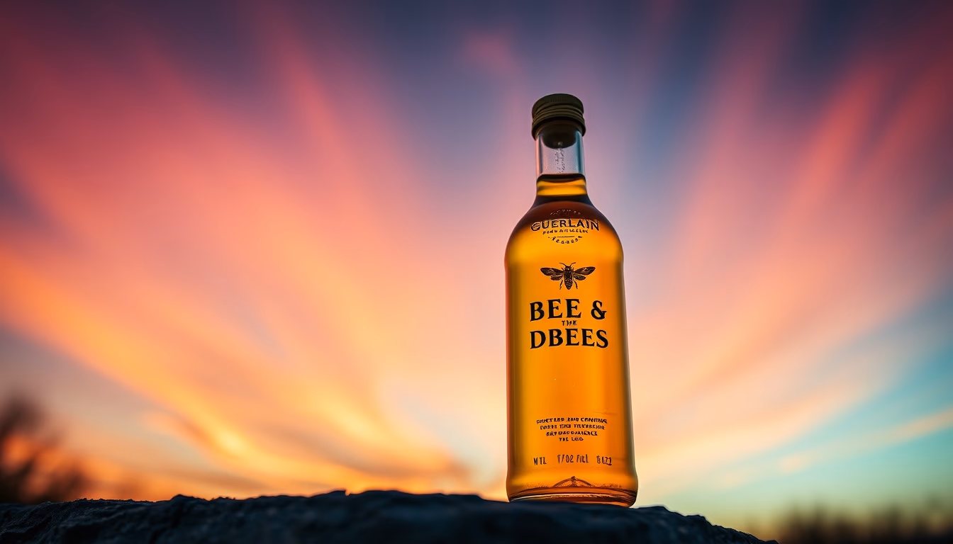 guerlain bee bottle in editorial style