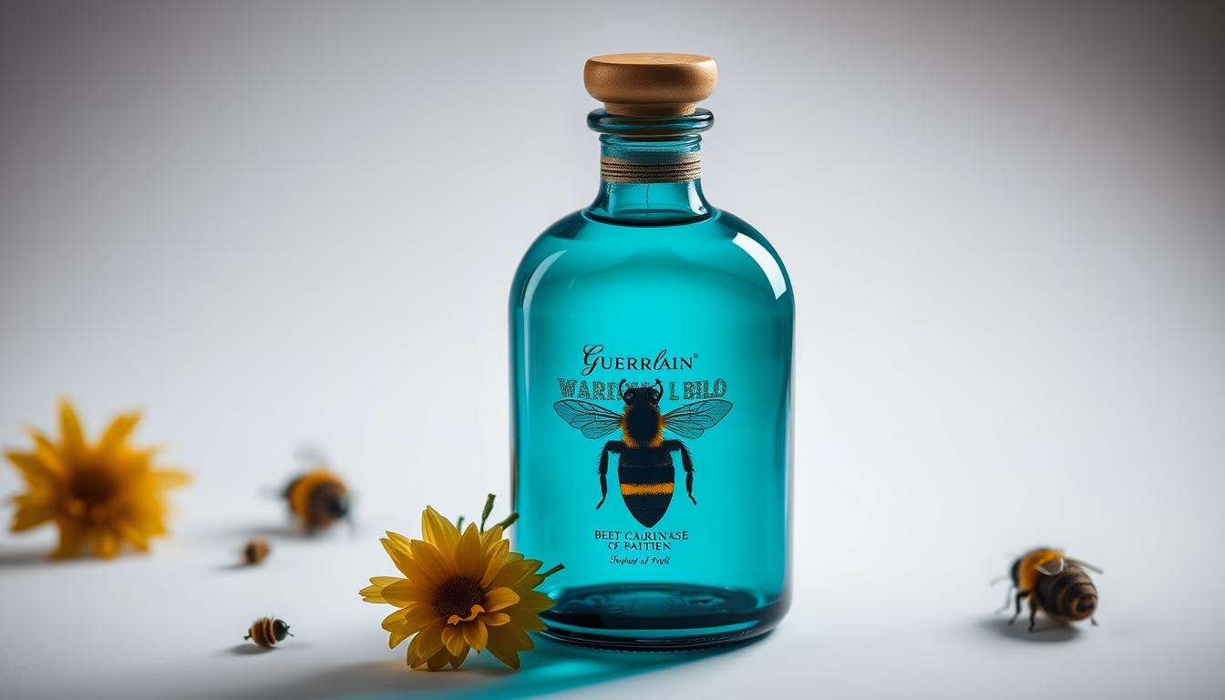 guerlain bee bottle in editorial style