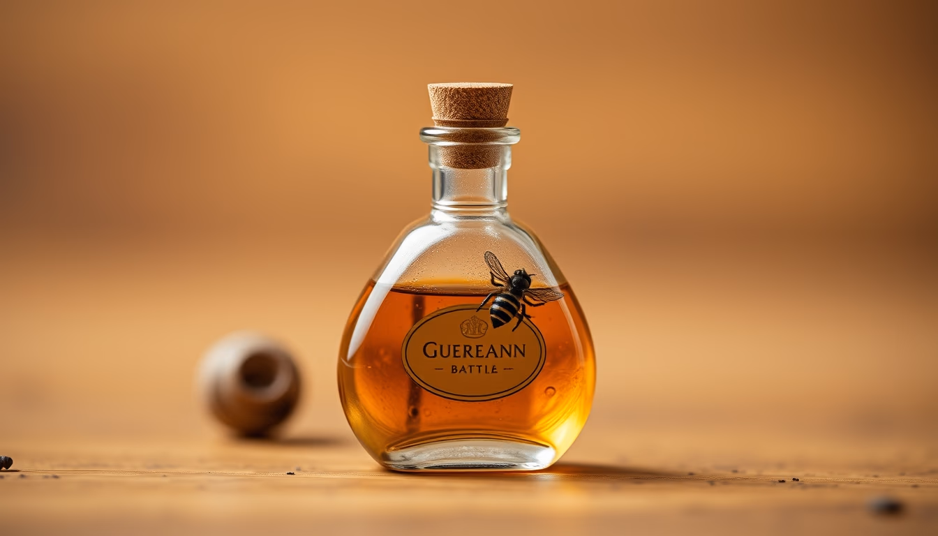 guerlain bee bottle in editorial style