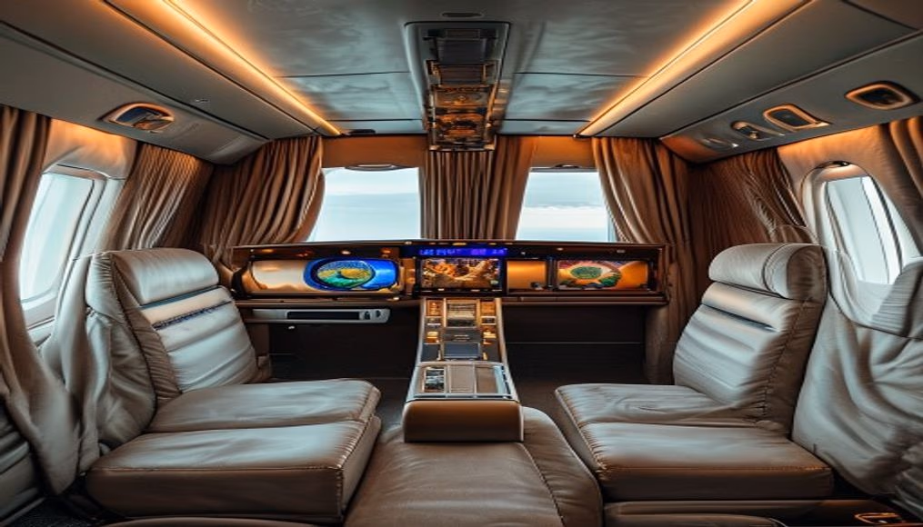 Gulfstream g700 cabin layout em fotografia editorial de luxo