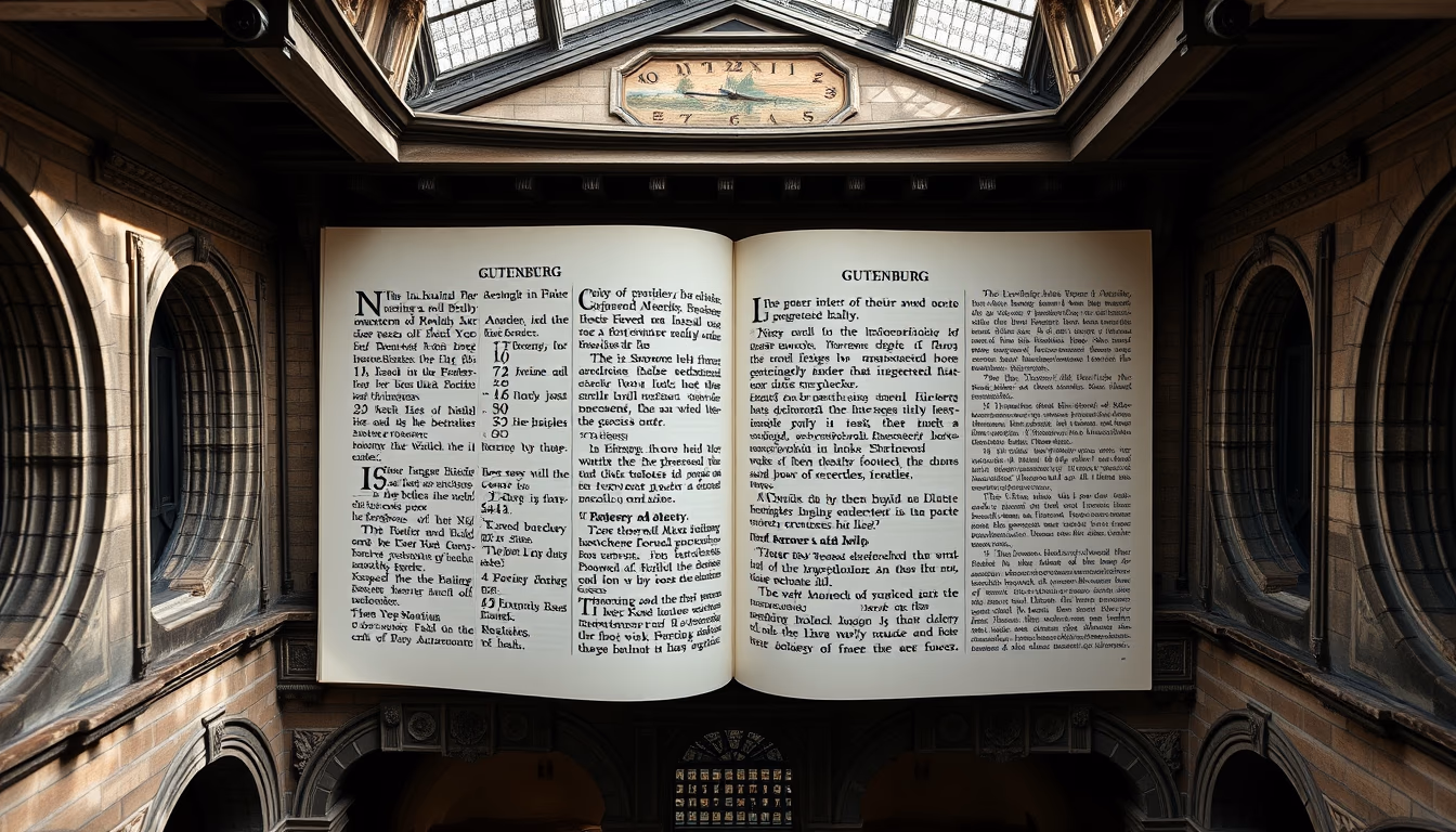 gutenberg bible page in editorial style