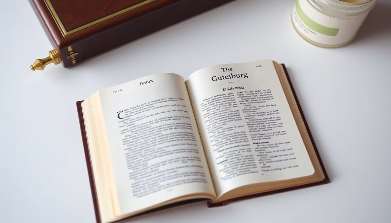 gutenberg bible page in editorial style