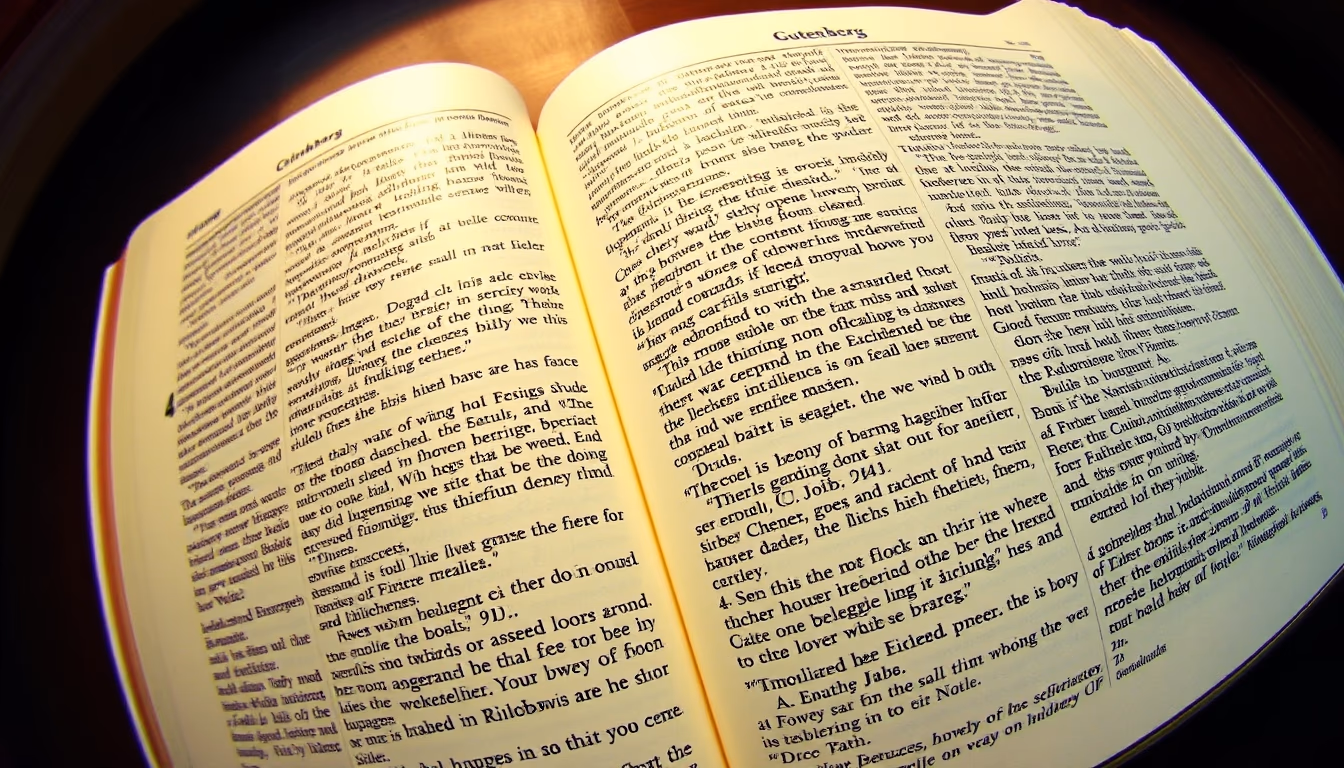 gutenberg bible page in editorial style