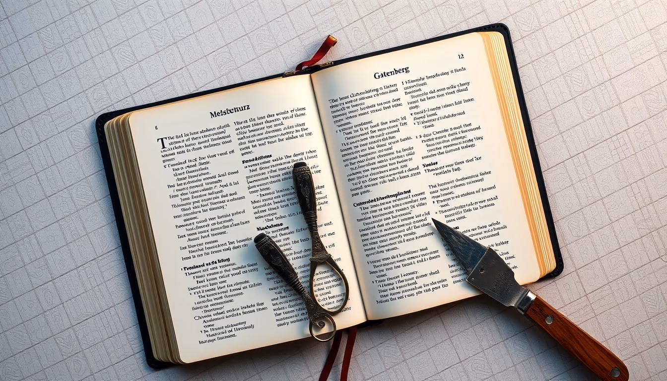 gutenberg bible page in editorial style