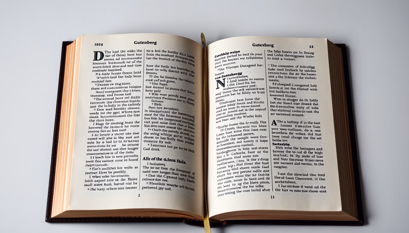 gutenberg bible page in editorial style