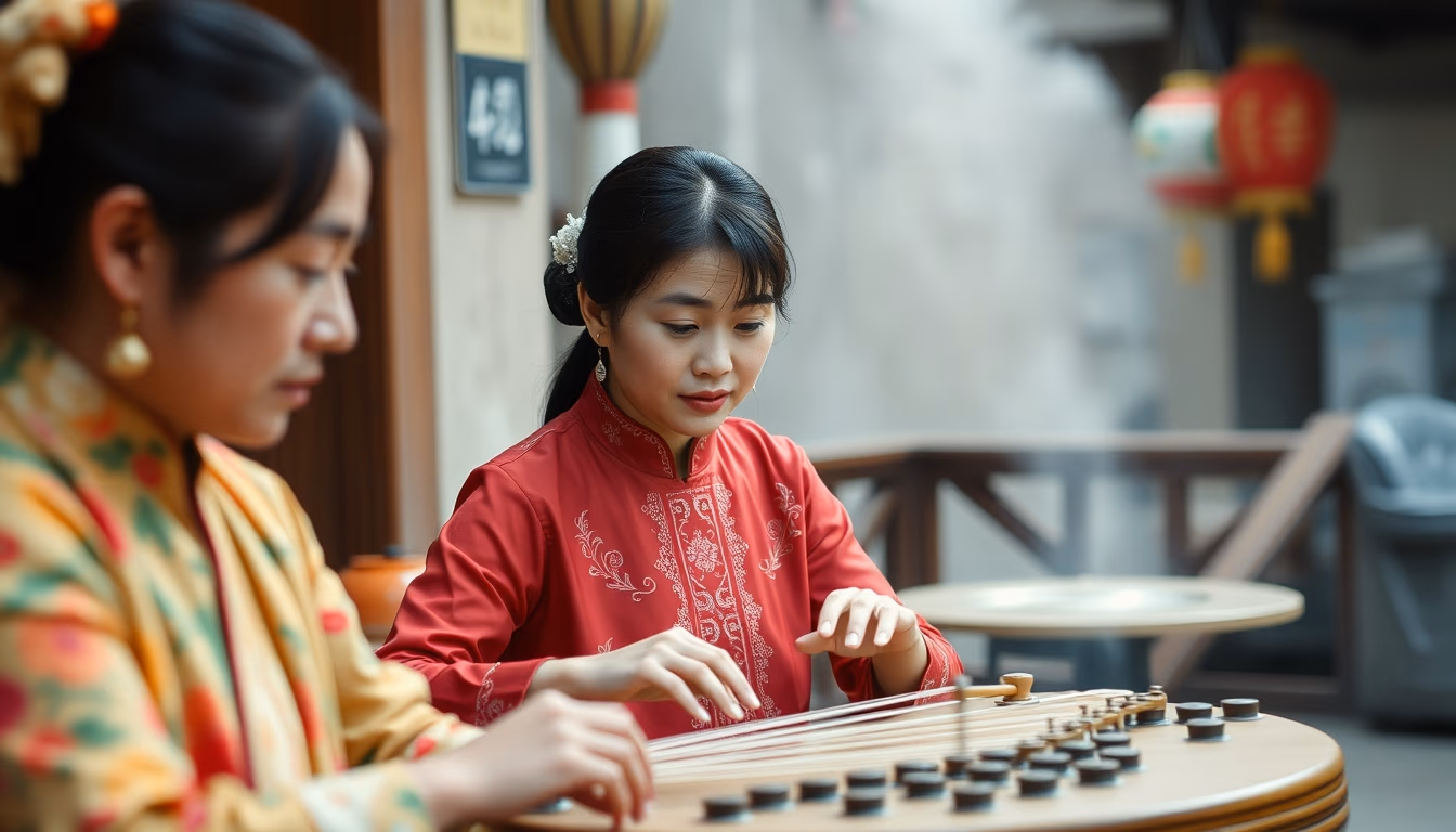 guzheng chinese in editorial style