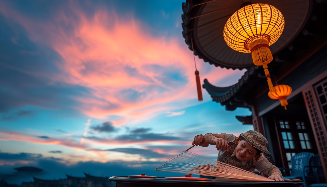 Guzheng chinese em estilo editorial