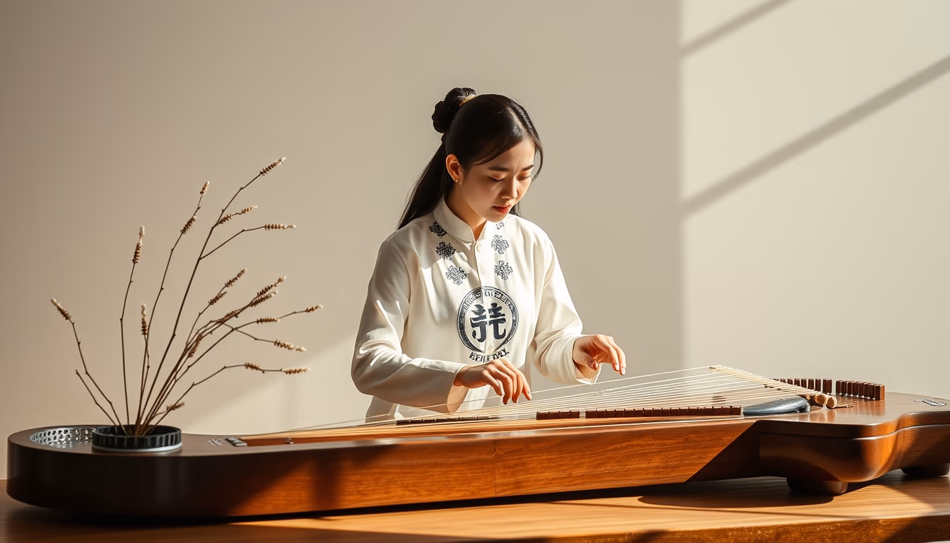 guzheng chinese in editorial style