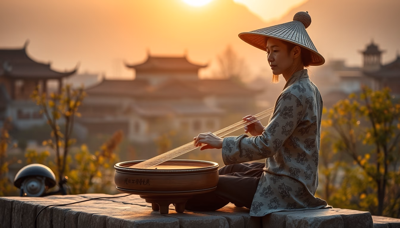 guzheng chinese in editorial style