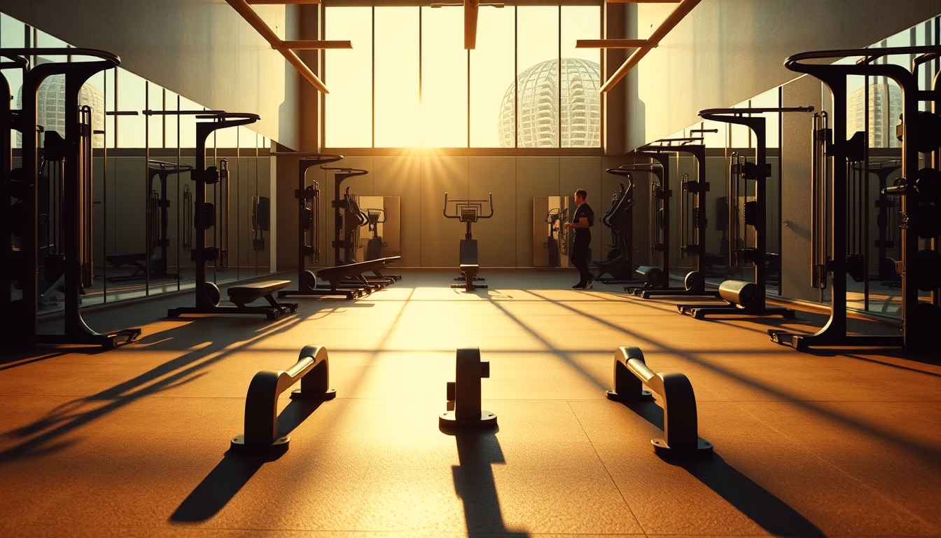 gym equipment minimalist in editorial style