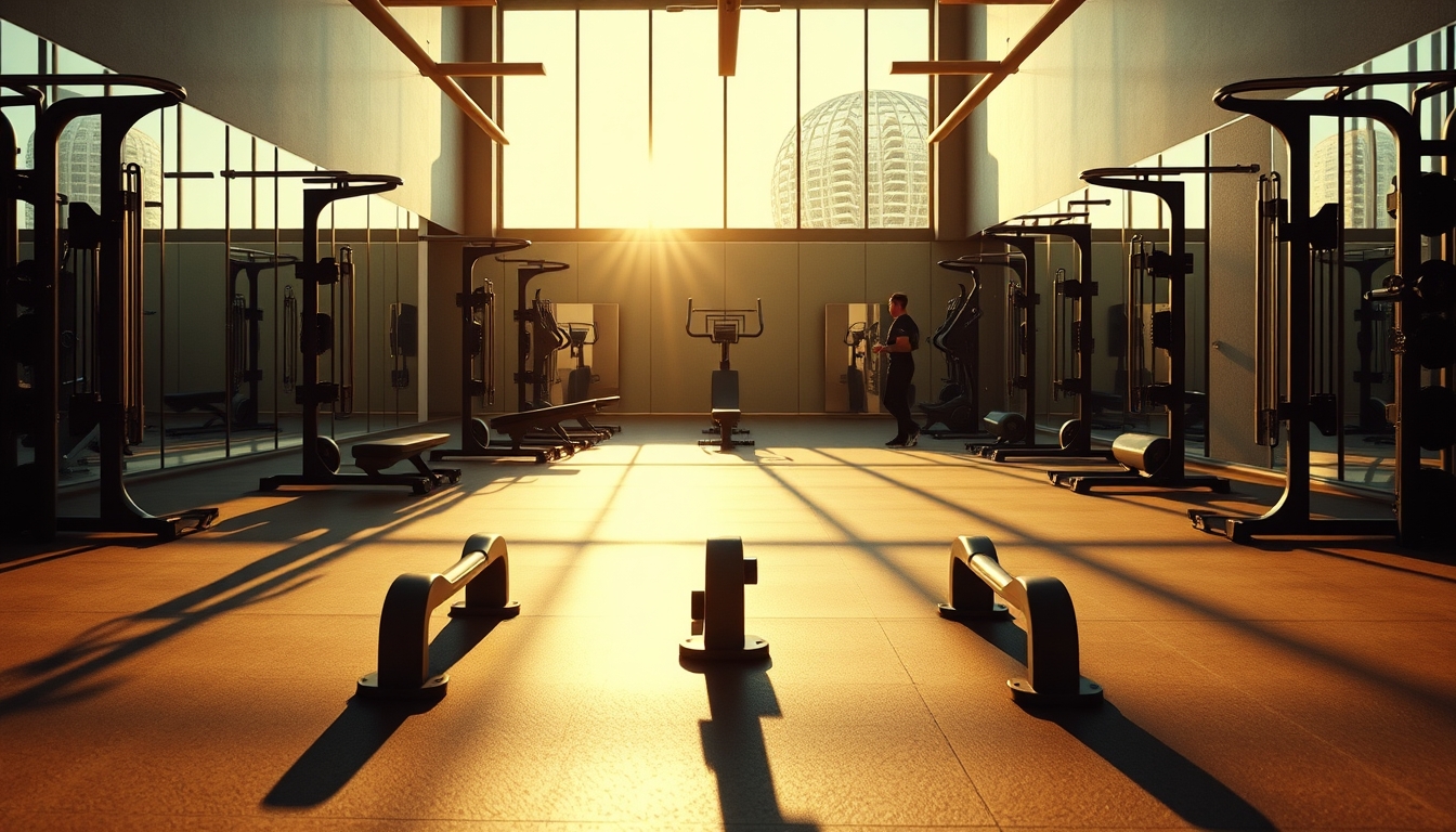 gym equipment minimalist in editorial style