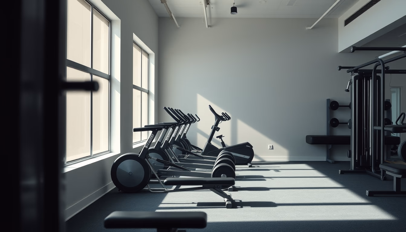 gym equipment minimalist in editorial style