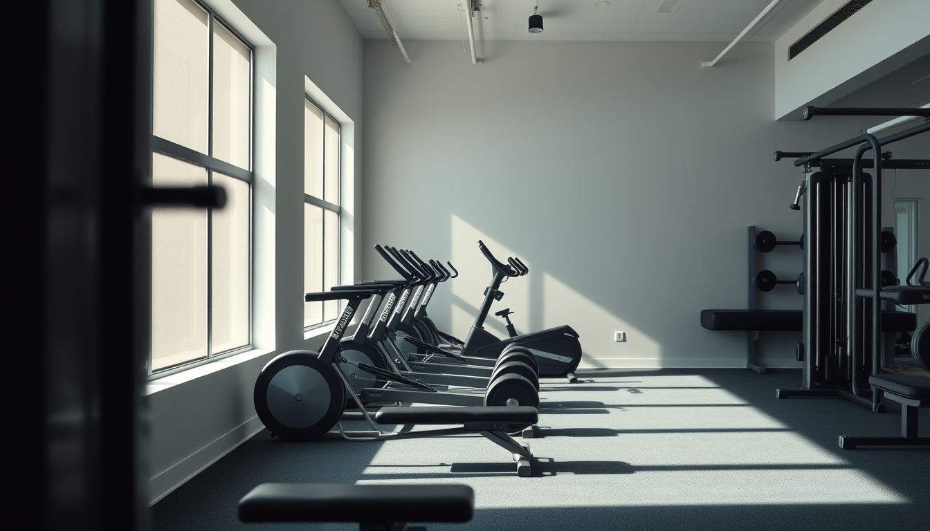 gym equipment minimalist in editorial style