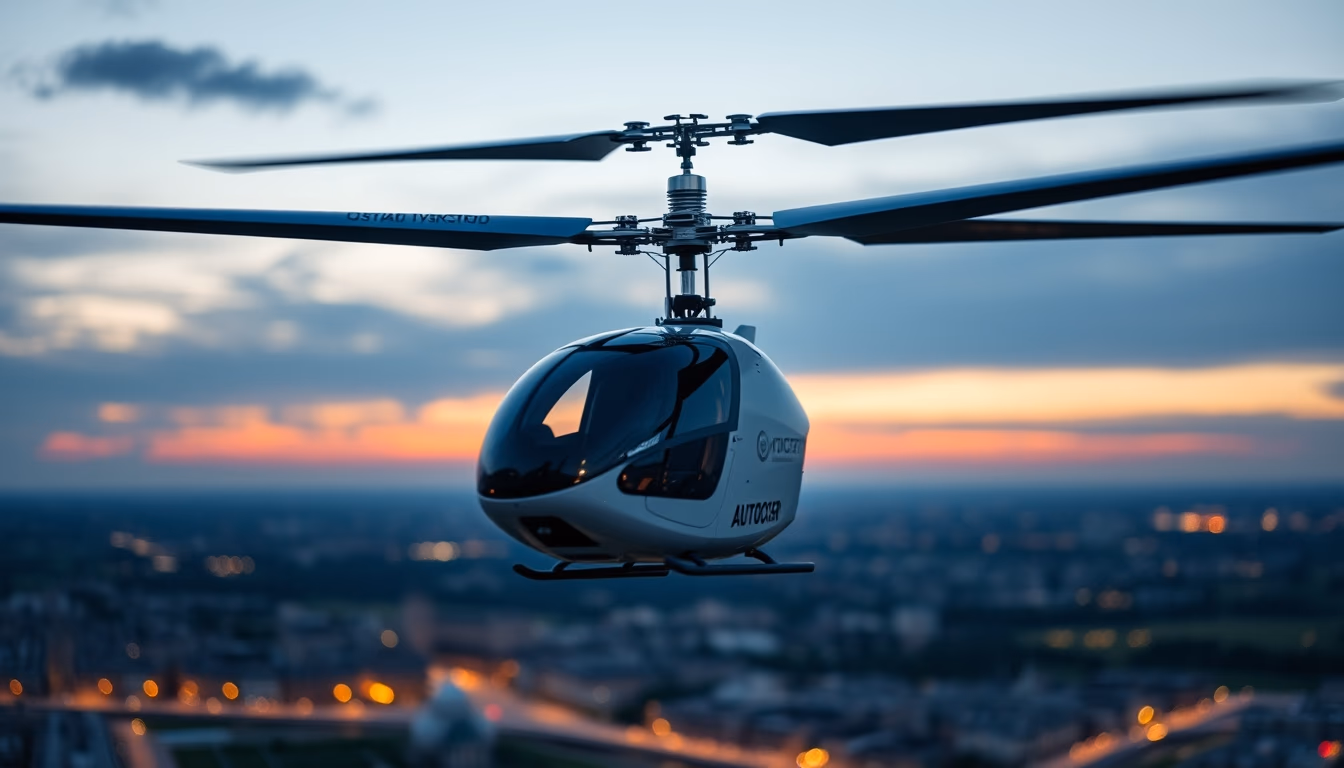 gyrocopter autogyro in editorial style